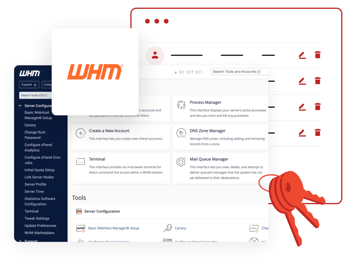 Control customer accounts via WHM control panel